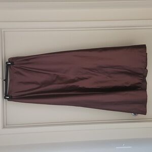 Carmen Marc Valvo Satin Maxi Skirt in Copper Brown